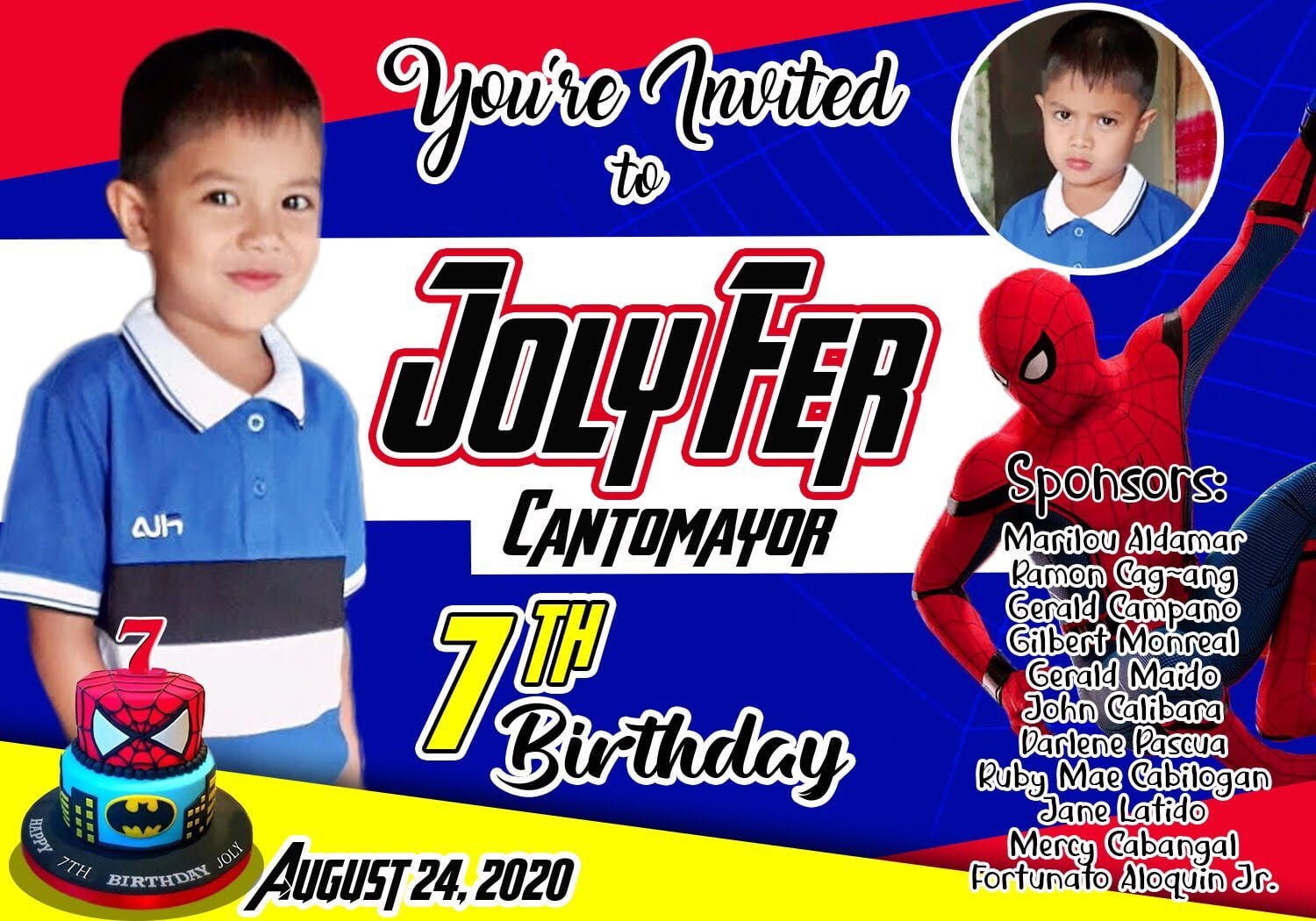 Spiderman Tarpaulin Layout PSD and Invitation - Birthday