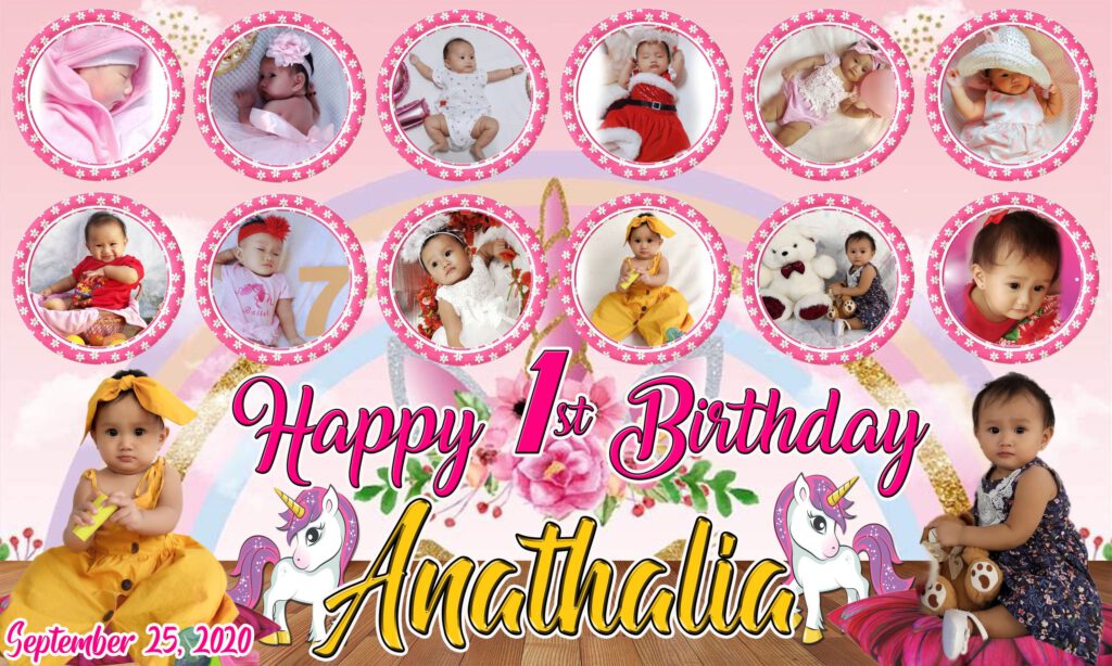 anathalia 1st birthday unicorn theme tarpaulin design by jtarp original