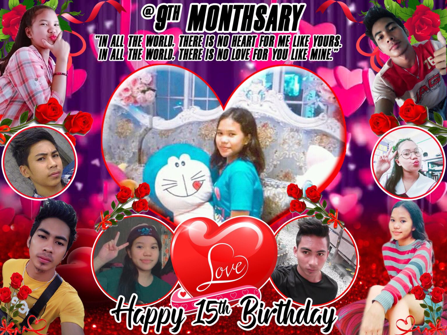 9th Monthsary and 15th Birthday Tarpaulin Design