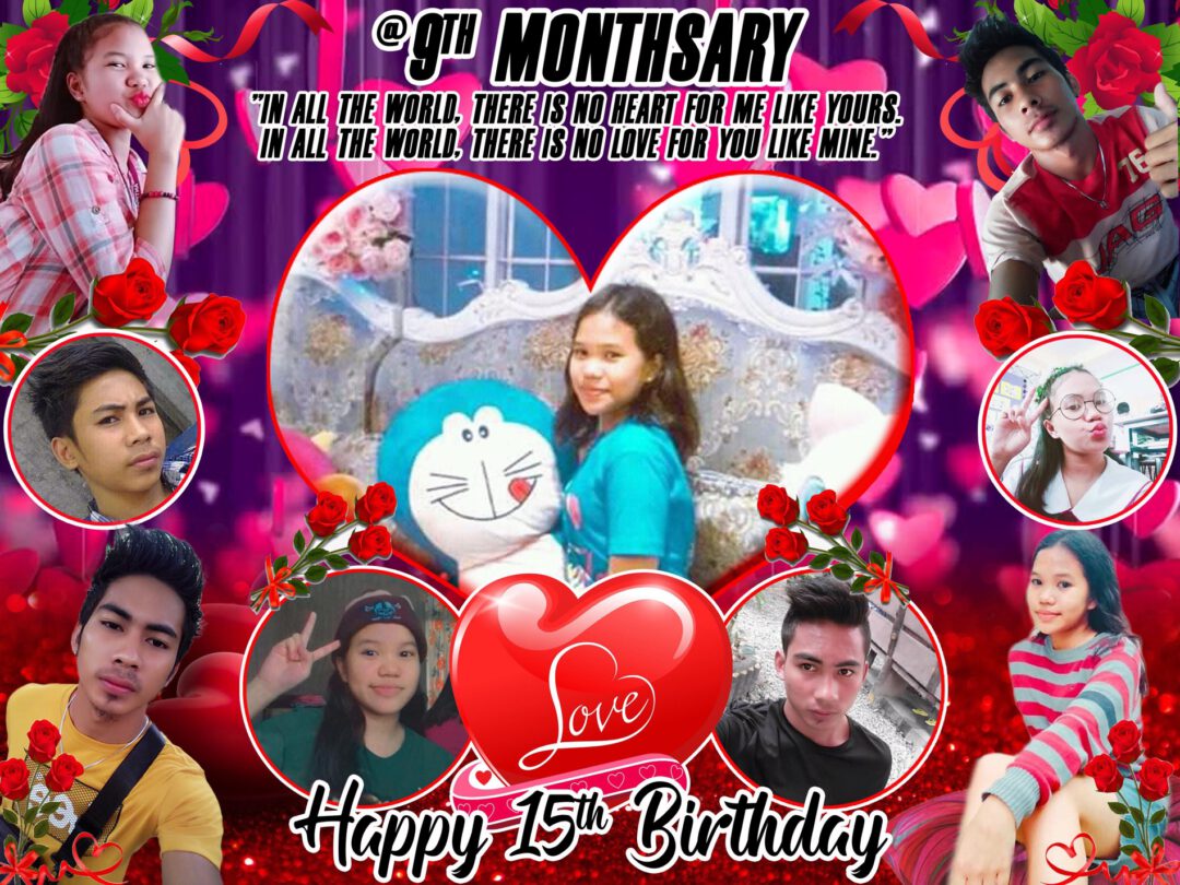 9th Monthsary and 15th Birthday Tarpaulin Design