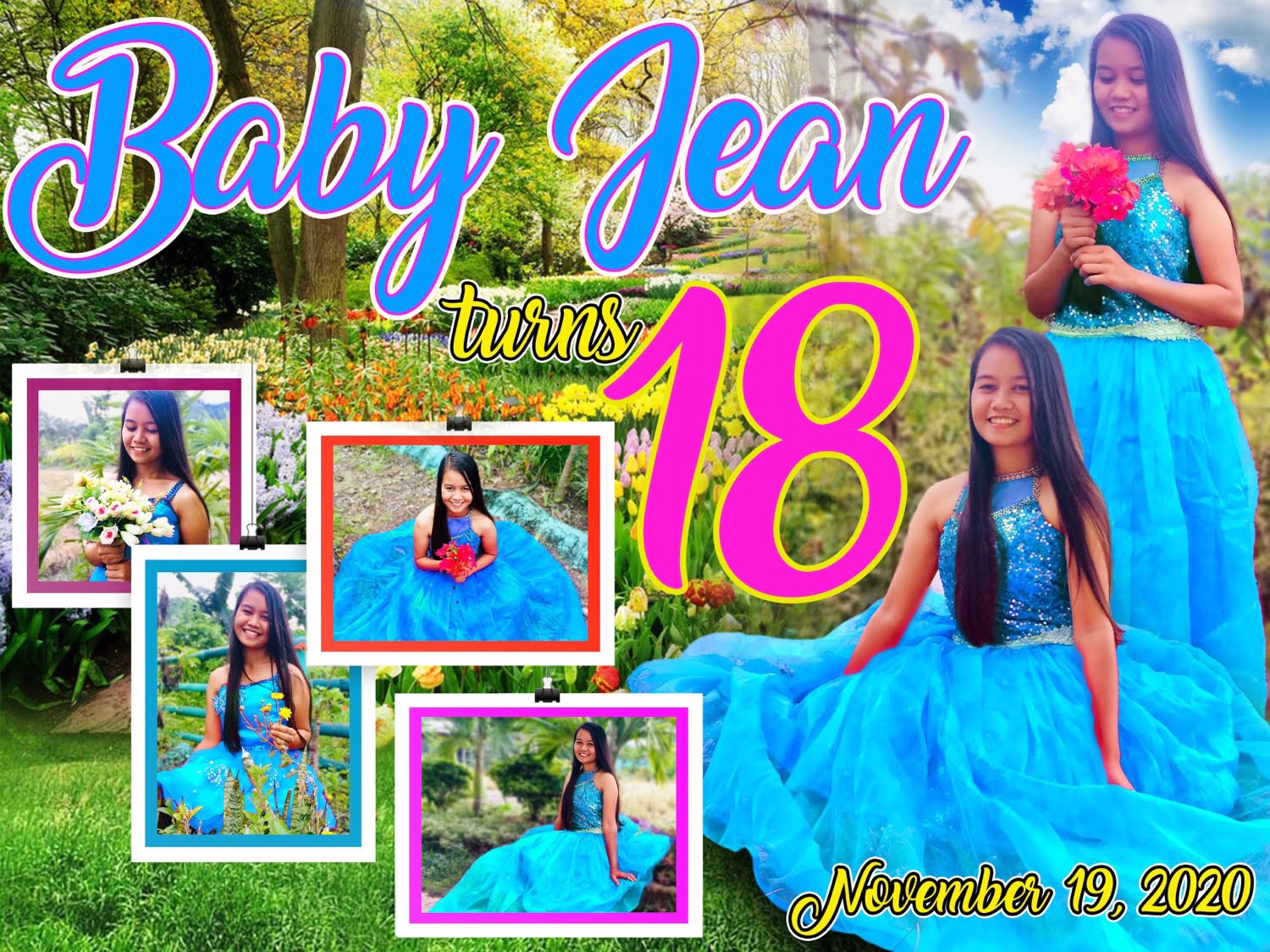 Royal Blue 18th birthday Tarpaulin layout