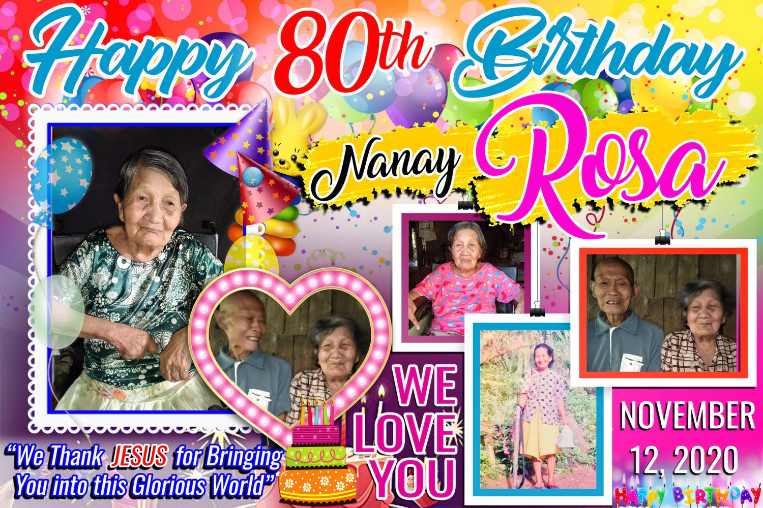 80th Birthday Tarpaulin Layout for Grandmother -