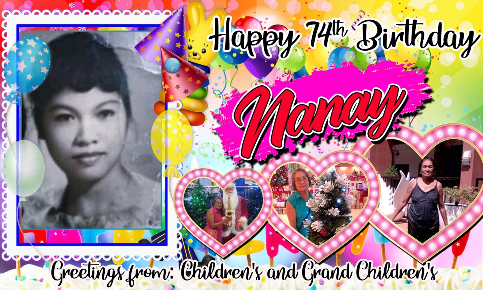 74th birthday tarpaulin layout