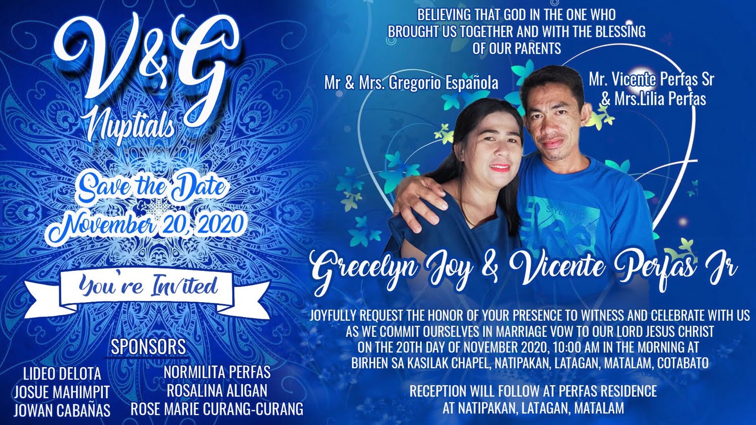 Wedding invitation Design Blue Motif