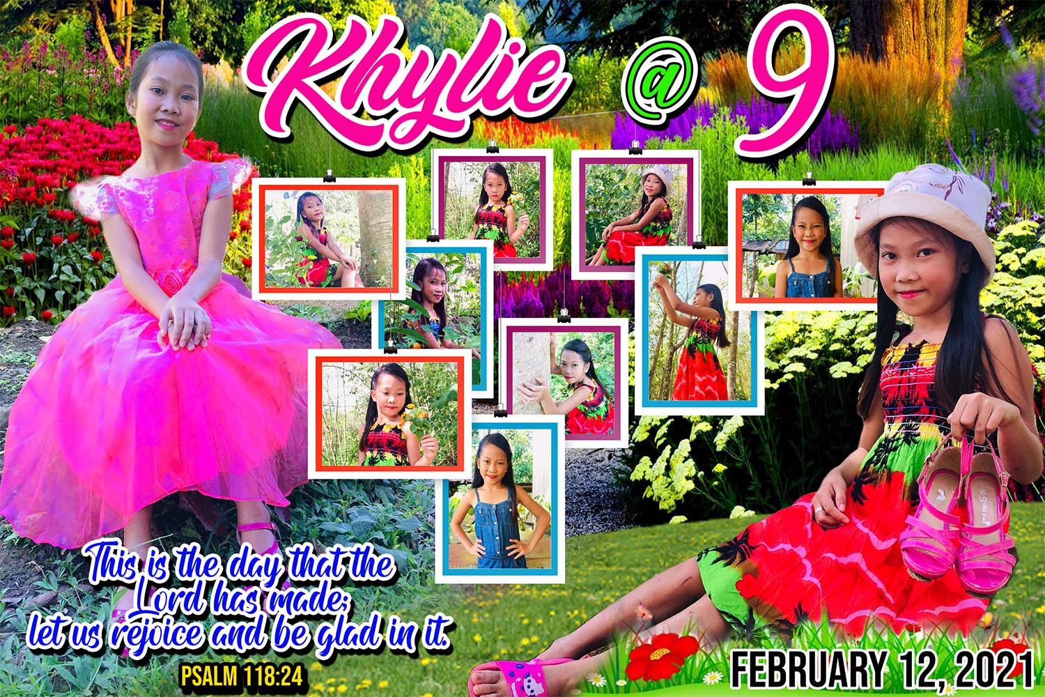 9th B-Day Flower Garden and Gallery Theme Tarpaulin Design