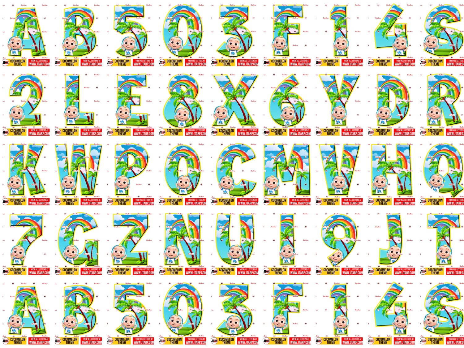 cocomelon free printables alphabet letters and numbers printable