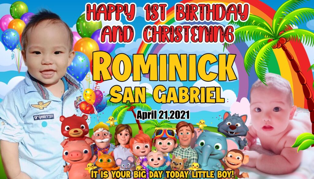 tarpaulin design cocomelon for Birthday and Christening