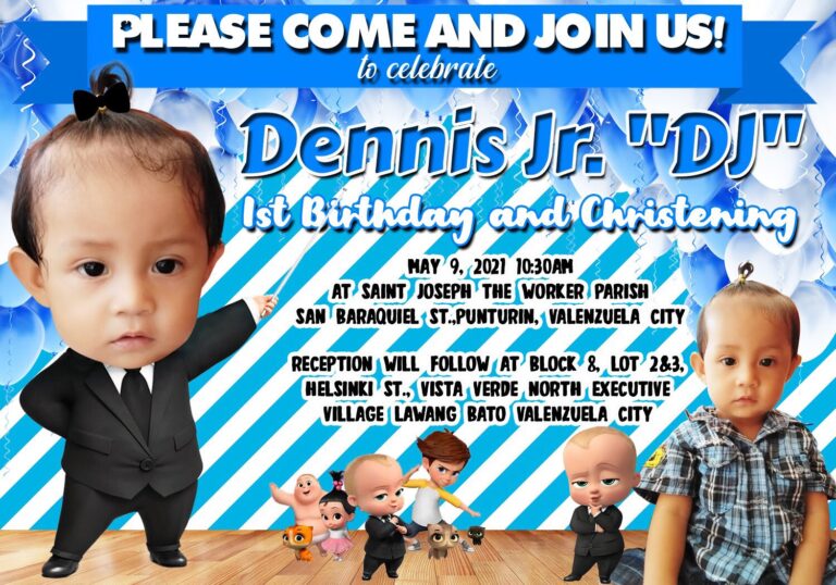 Boss Baby Invitation for Christening and Birthday