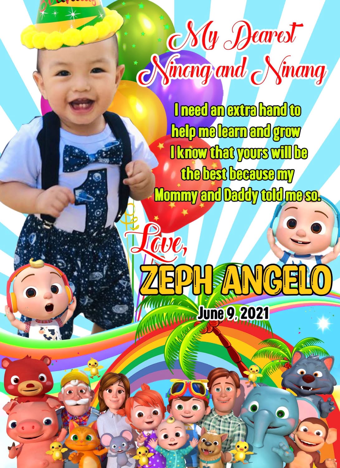 2 Cocomelon Birthday and Christening Layout Invitation and Tarpaulin Design