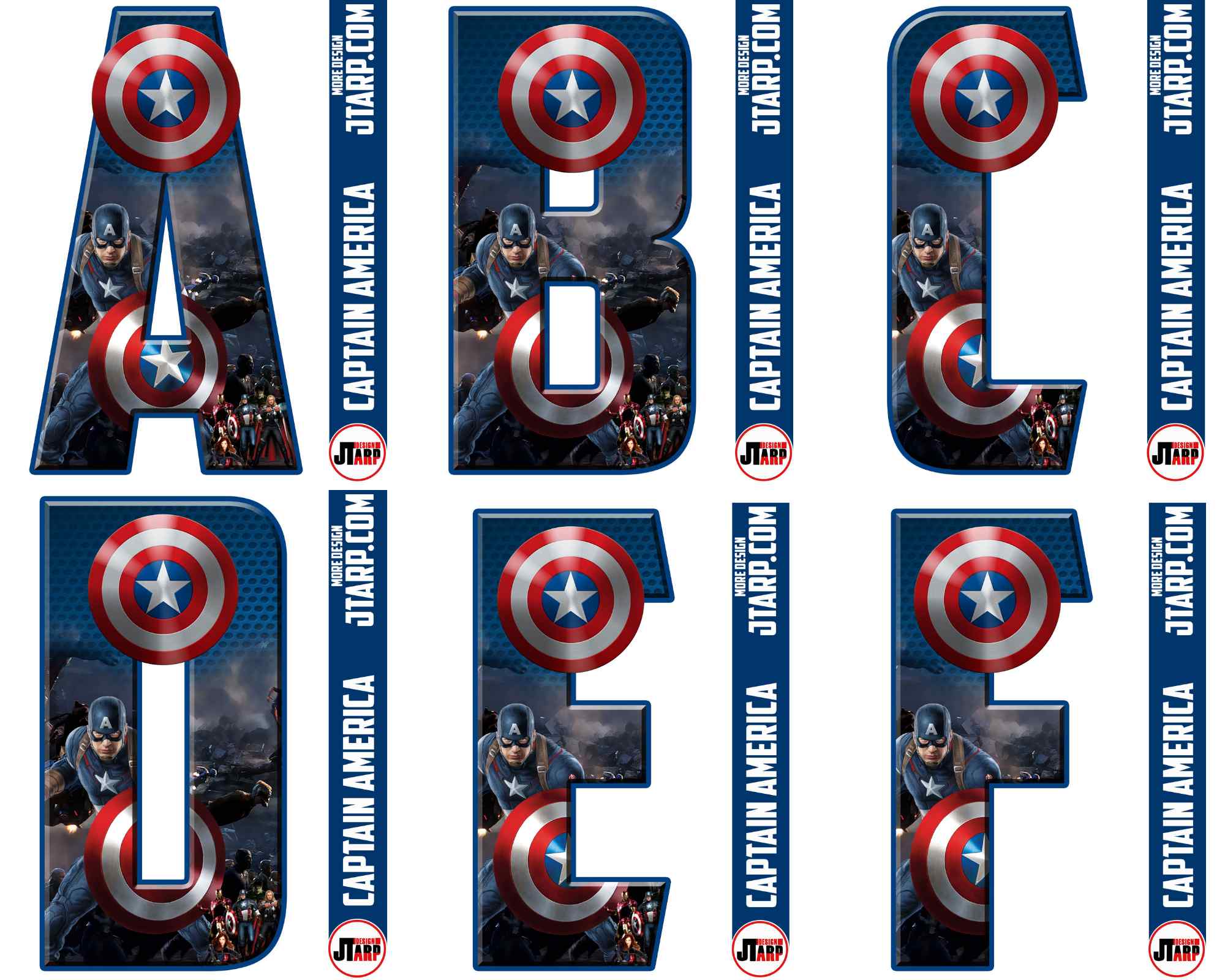 Avengers Captain America Letters and Numbers