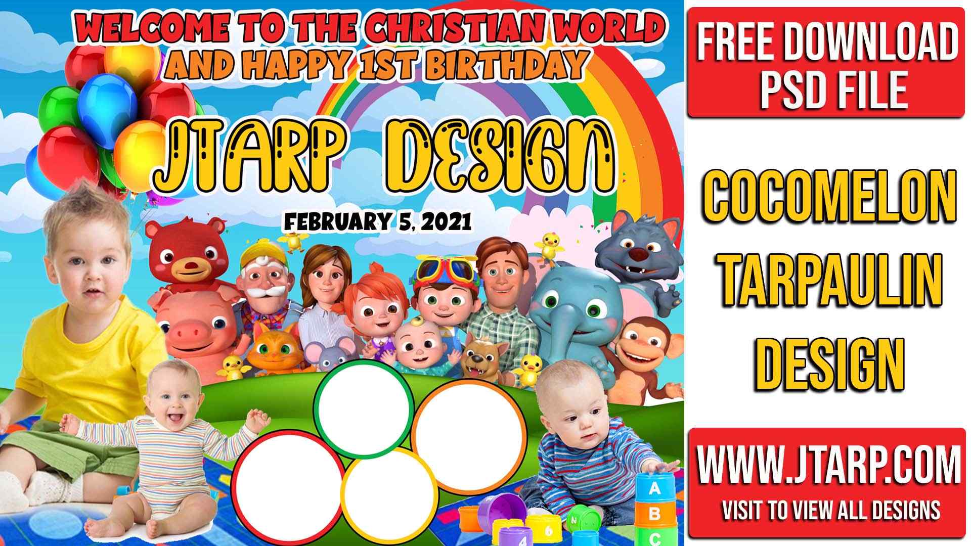 How to make Cocomelon Theme Tarpaulin Layout Design for Birthday and  Christening: Photoshop Tutorial - Video