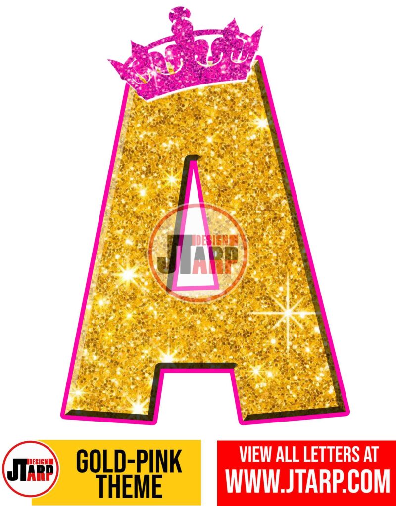 Letter A Gold and Pink Printables Tutu Unicorn Crown