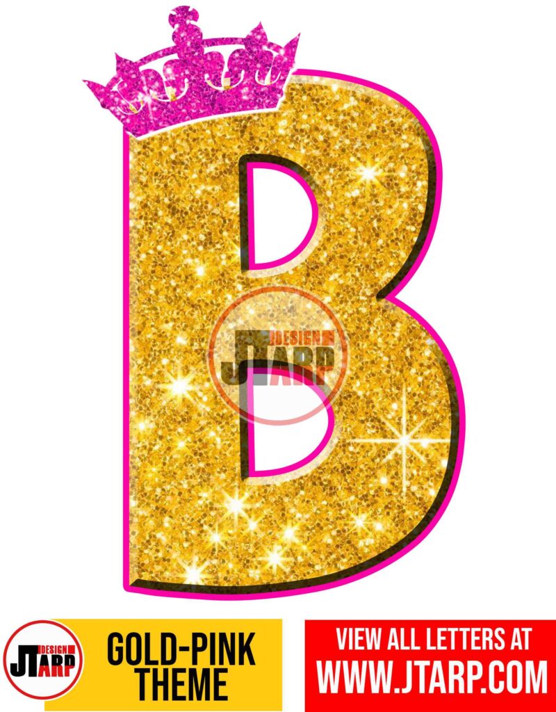 Letter B Gold and Pink Printables Tutu Unicorn Crown