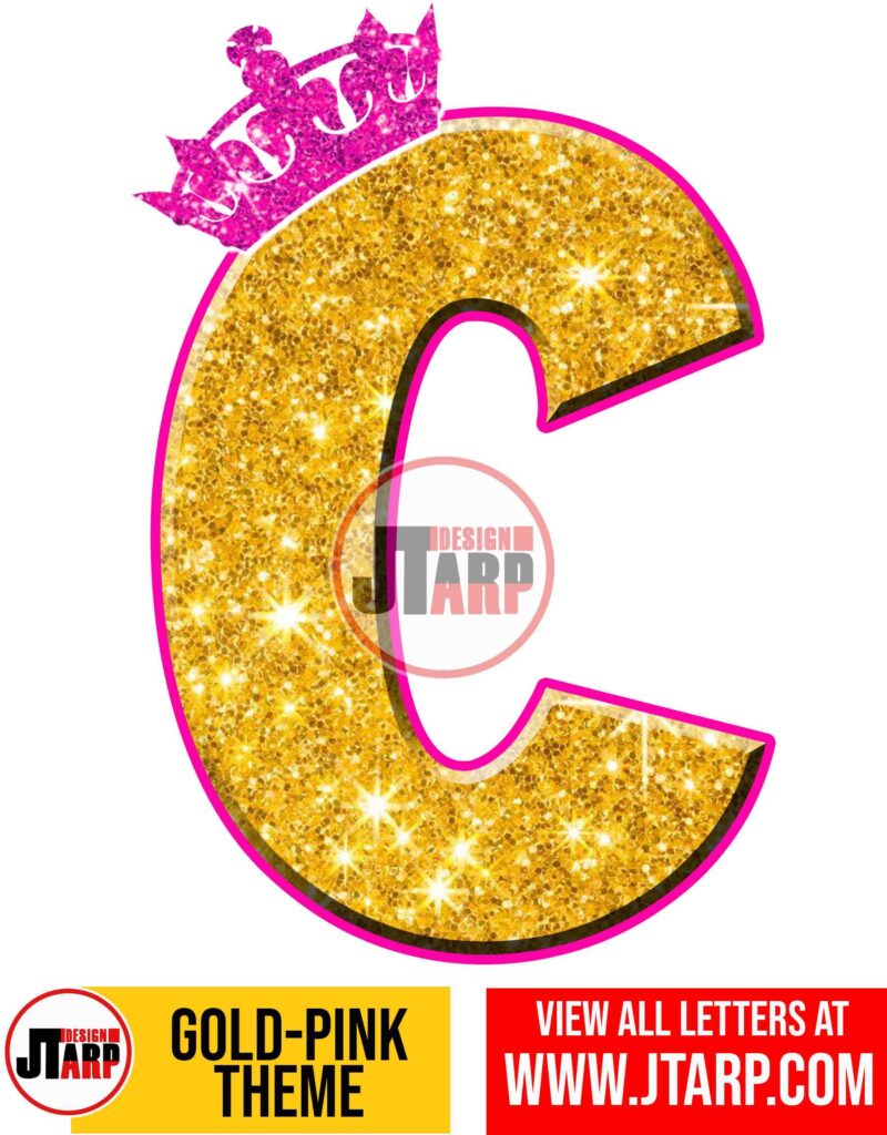 Letter C Gold and Pink Printables Tutu Unicorn Crown