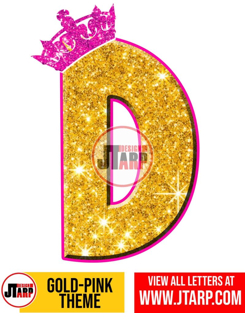 Letter D Gold and Pink Printables Tutu Unicorn Crow