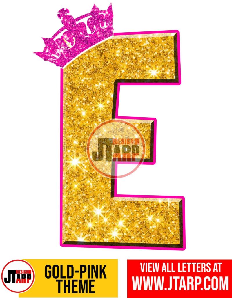 Letter E Gold and Pink Printables Tutu Unicorn Crown