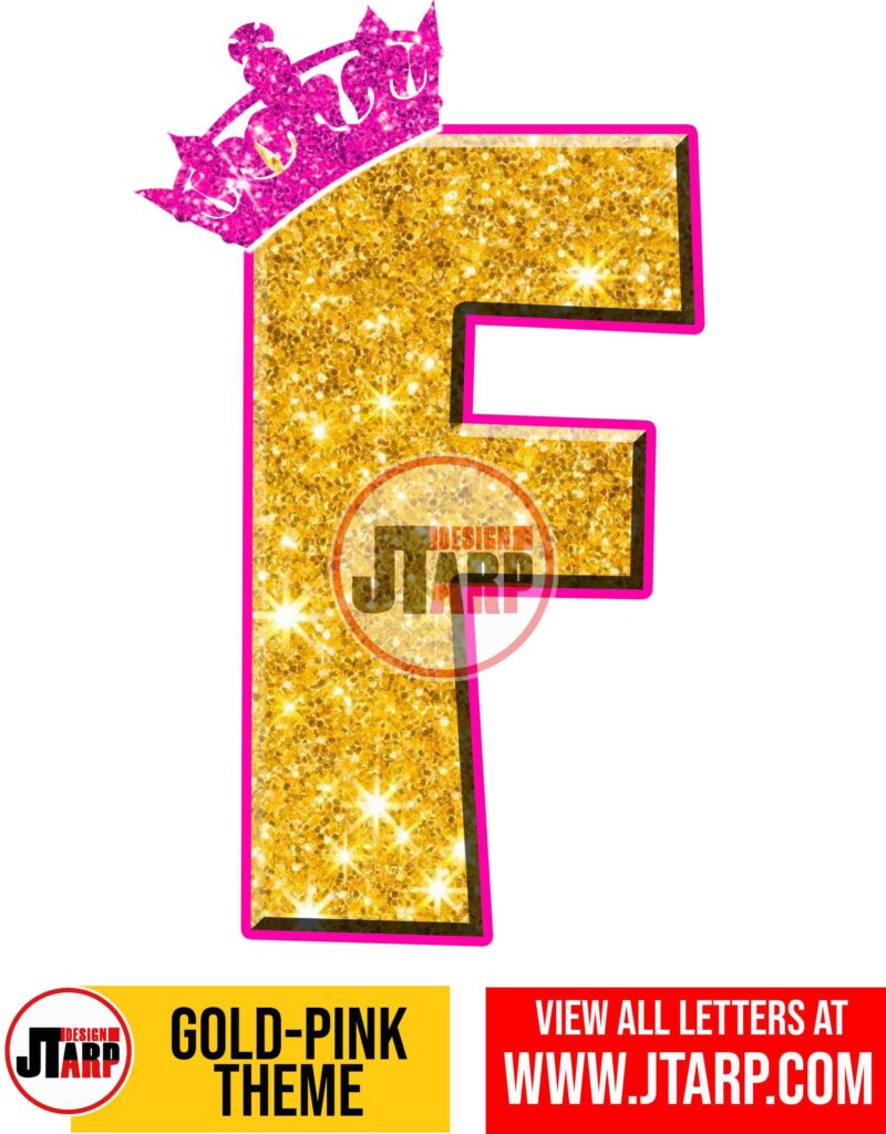 Letter F Gold and Pink Printables Tutu Unicorn Crown