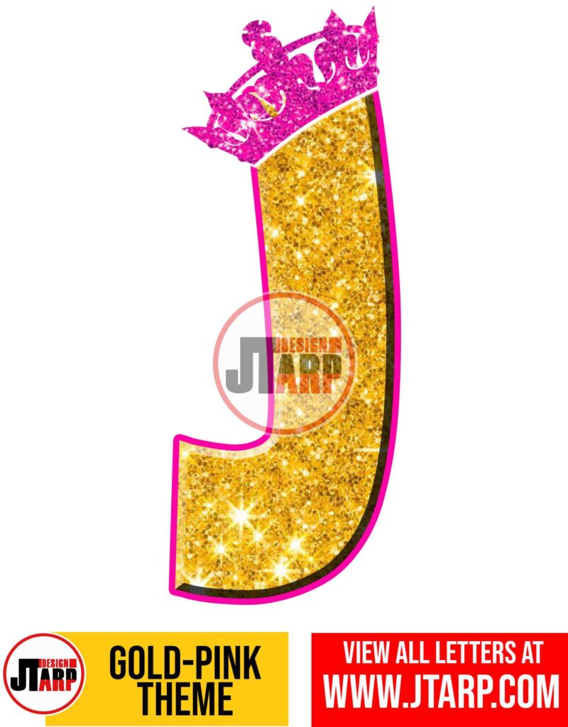 Letter J Gold and Pink Printables Tutu Unicorn Crown