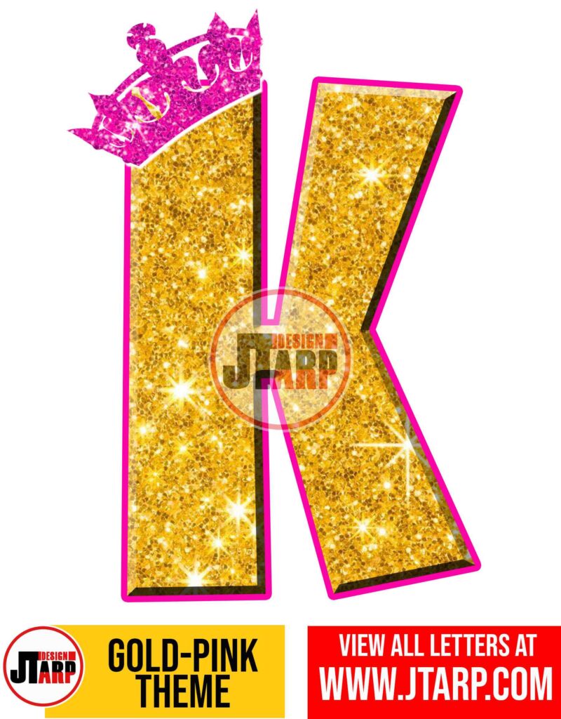 Letter K Gold and Pink Printables Tutu Unicorn Crown