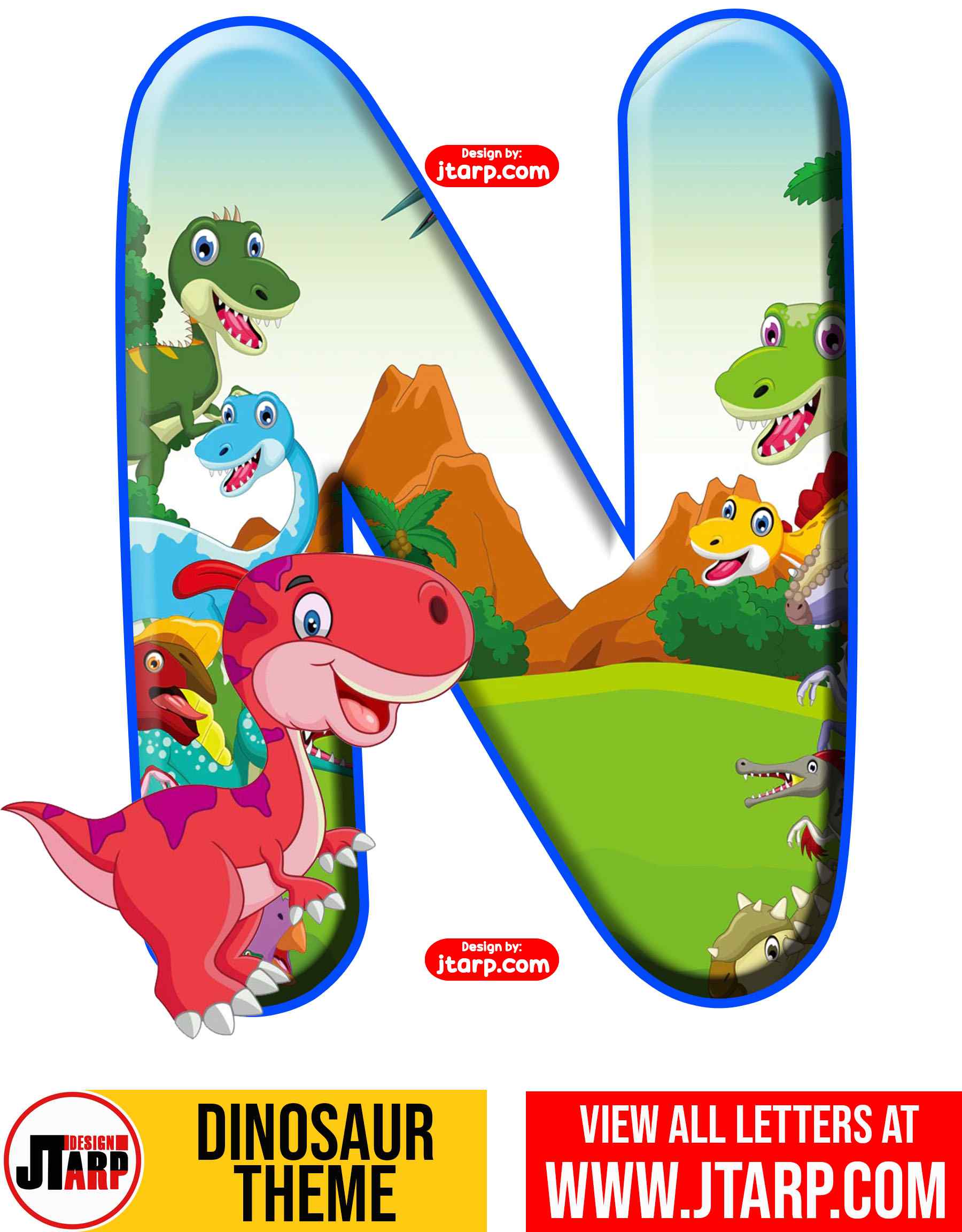 Letter N Free Printable Dinosaur Alphabet Letters