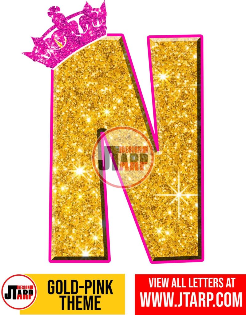 Letter N Gold and Pink Printables Tutu Unicorn Crown
