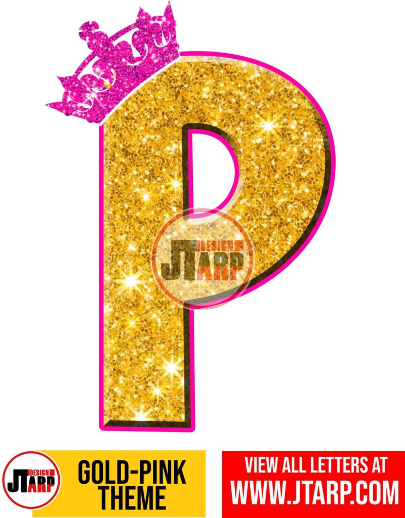 Letter P Gold and Pink Printables Tutu Unicorn Crown