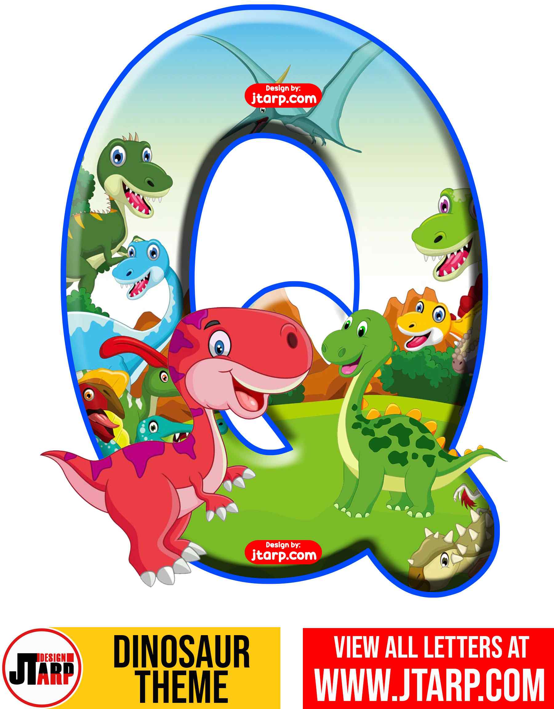 Letter Q Free Printable Dinosaur Alphabet Letters