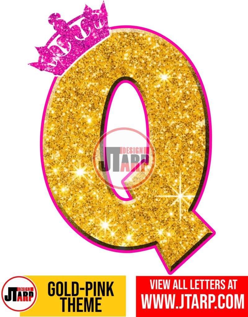 Letter Q Gold and Pink Printables Tutu Unicorn Crown