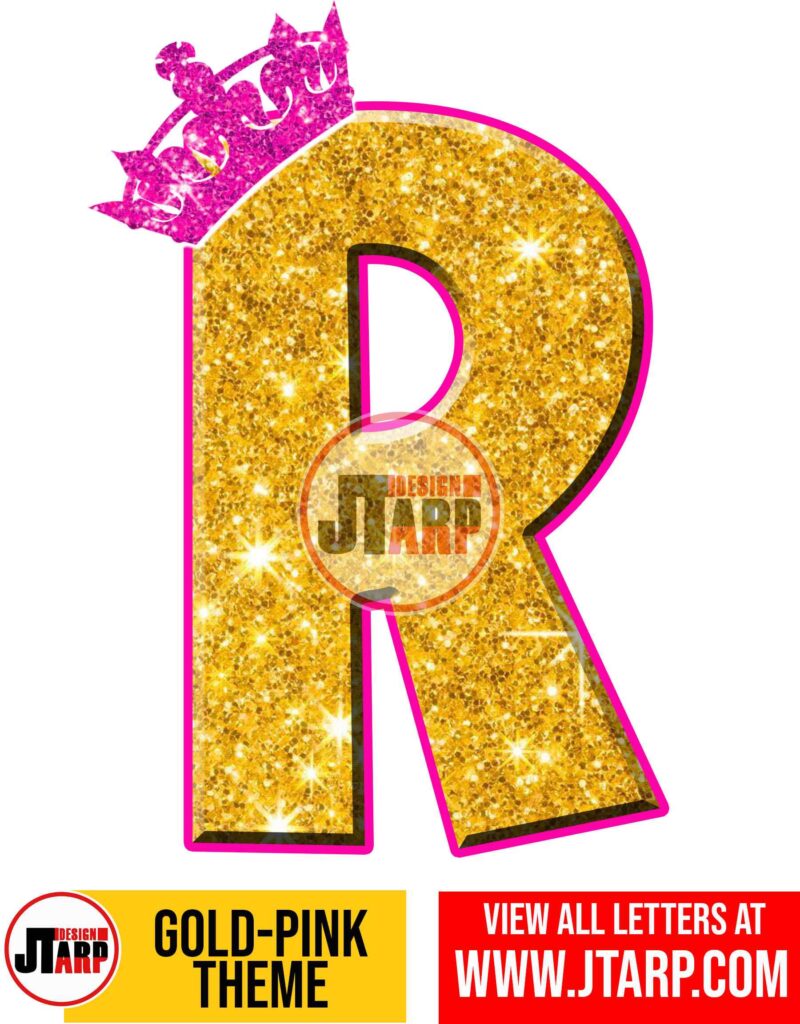 Letter R Gold and Pink Printables Tutu Unicorn Crown
