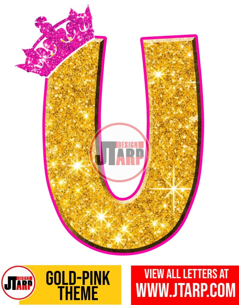 Letter U Gold and Pink Printables Tutu Unicorn Crown