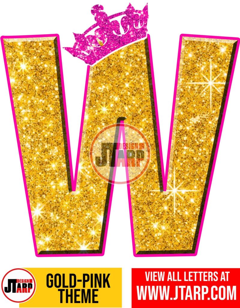Letter W Gold and Pink Printables Tutu Unicorn Crown