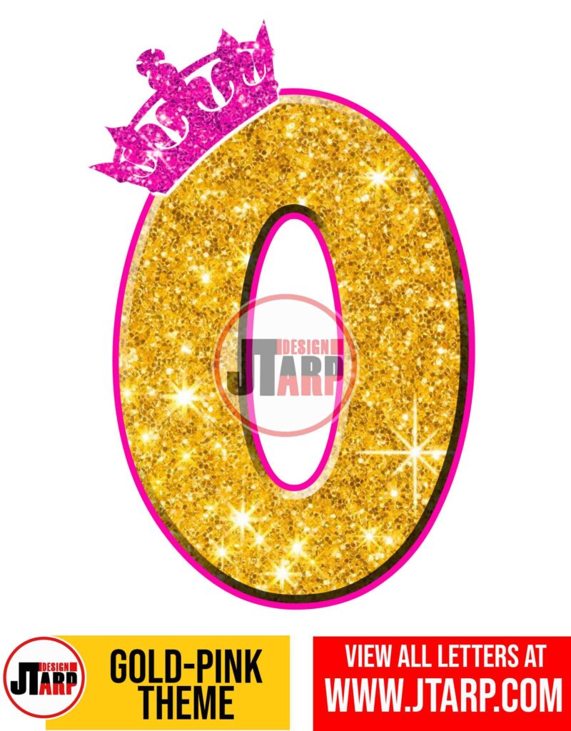 Number 0 Gold and Pink Printables Tutu Unicorn Crown