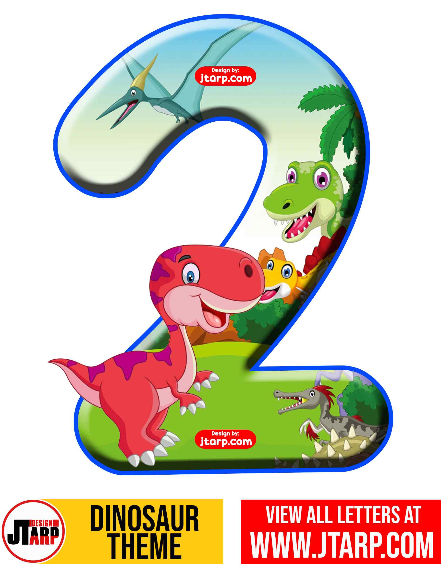 Number 2 Free Printable Dinosaur Number 0-9