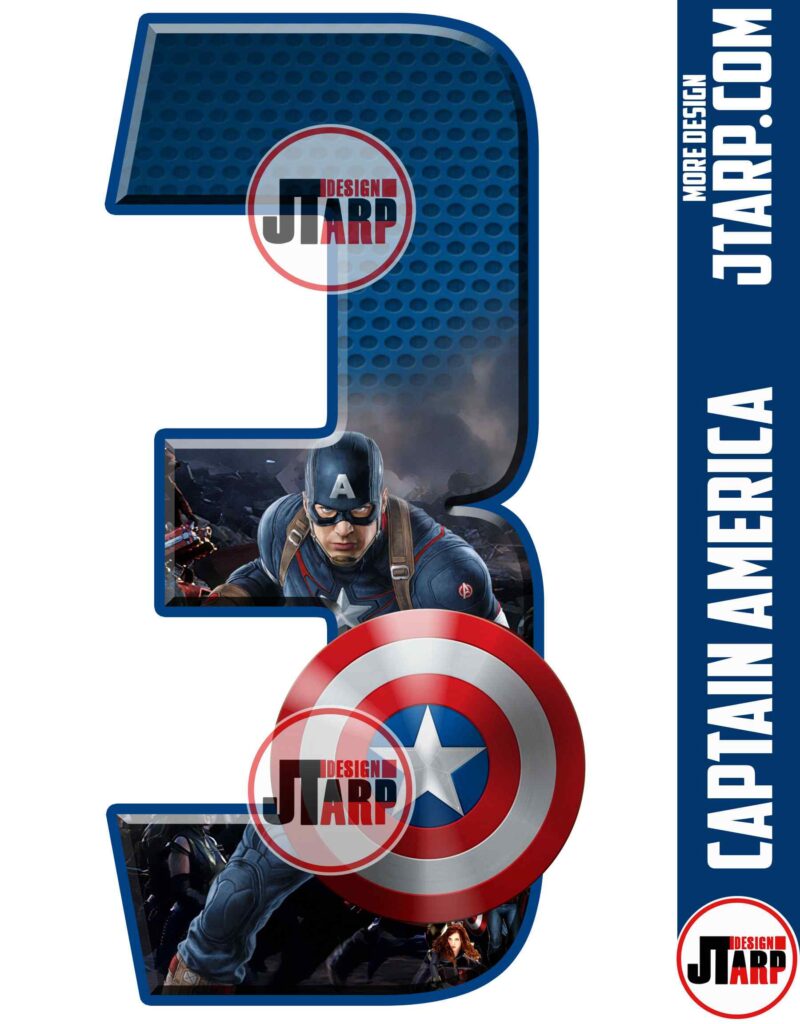 Number 3 Captain America Printable