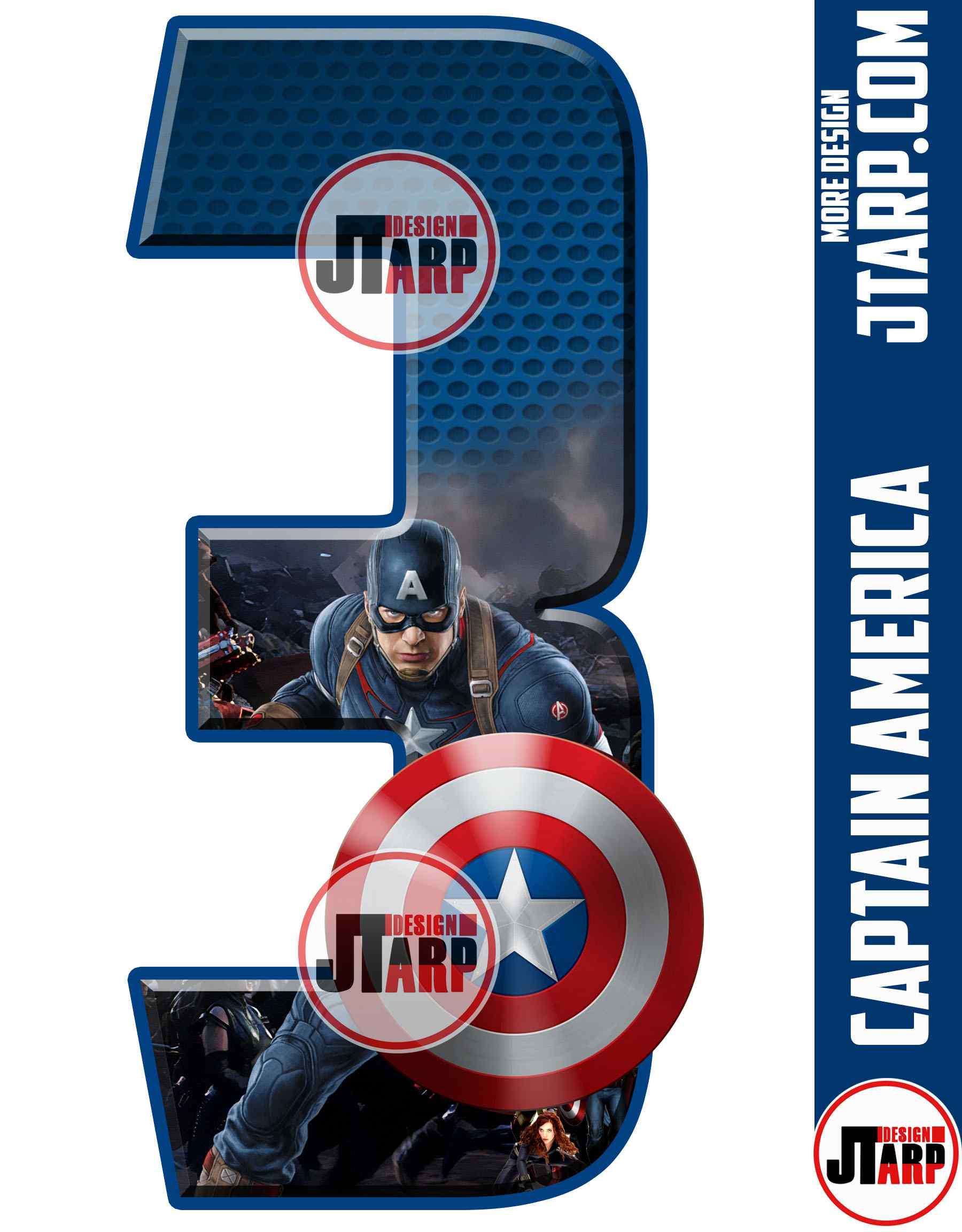 Free Captain America Printable Numbers 0 to 9