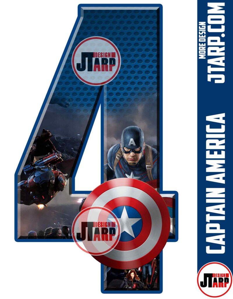 Number 4 Captain America Printable