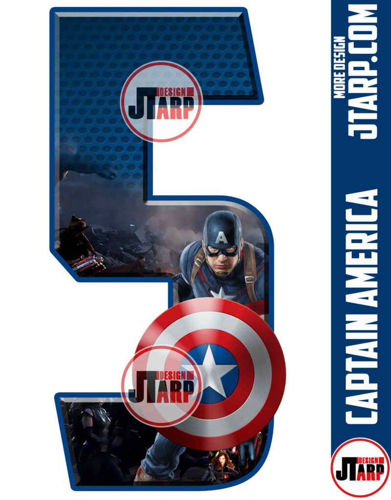 Number 5 Captain America Printable