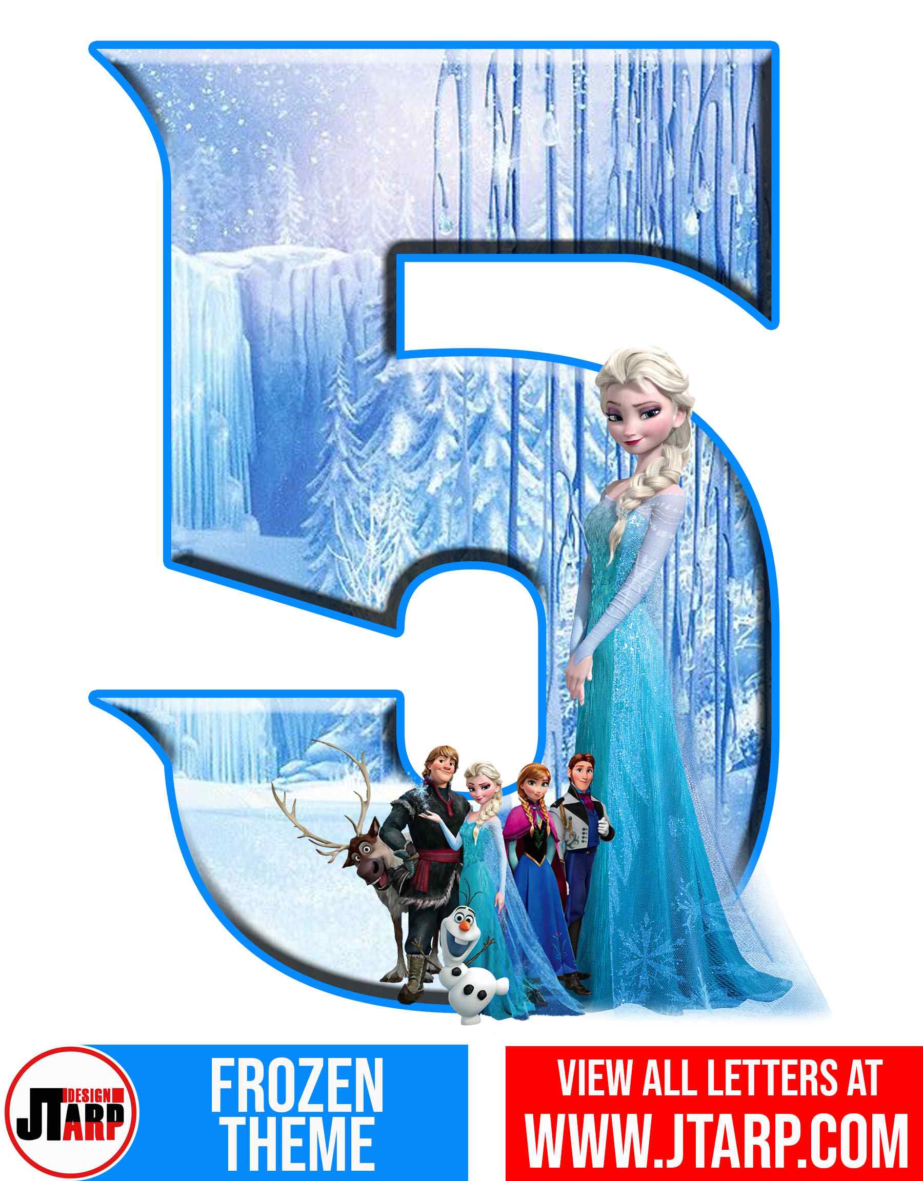 Number 5 Frozen Alphabet Letters Printable Free