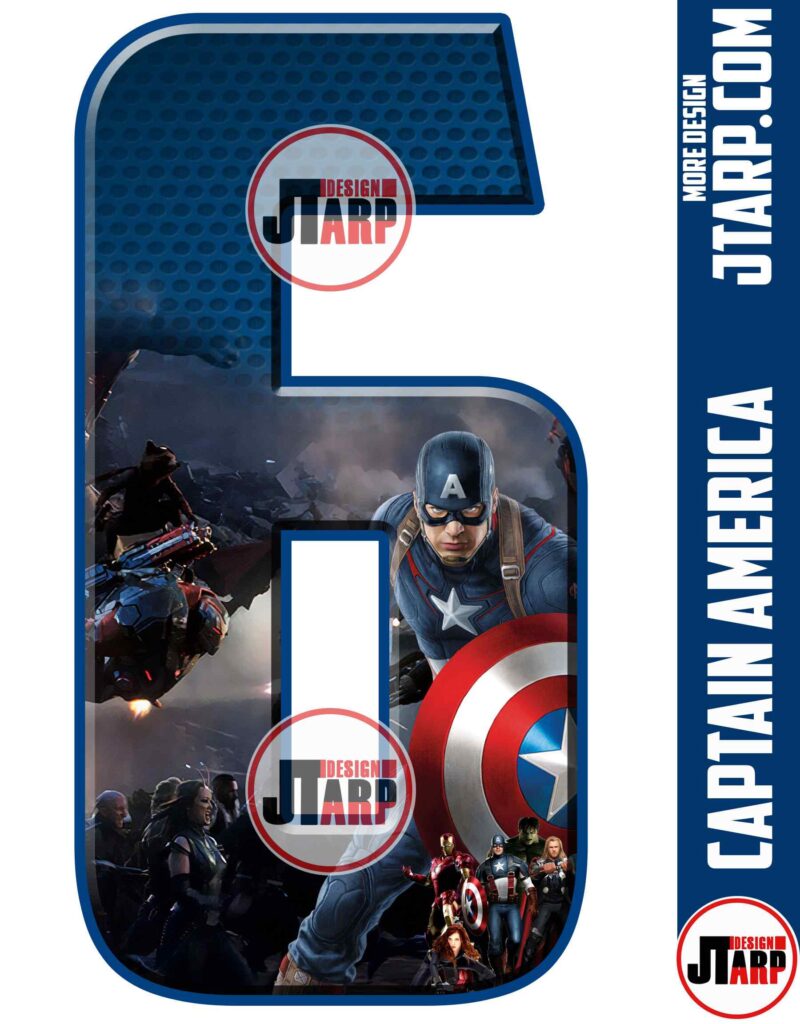 Number 6 Captain America Printable