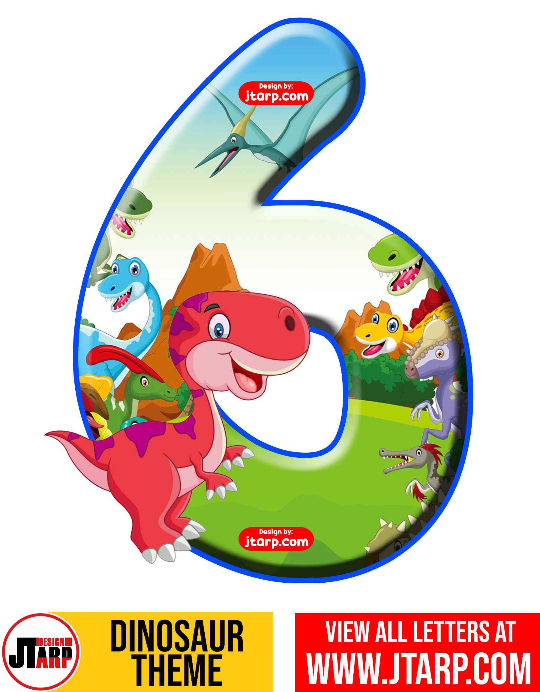 Number 6 Free Printable Dinosaur Number 0-9