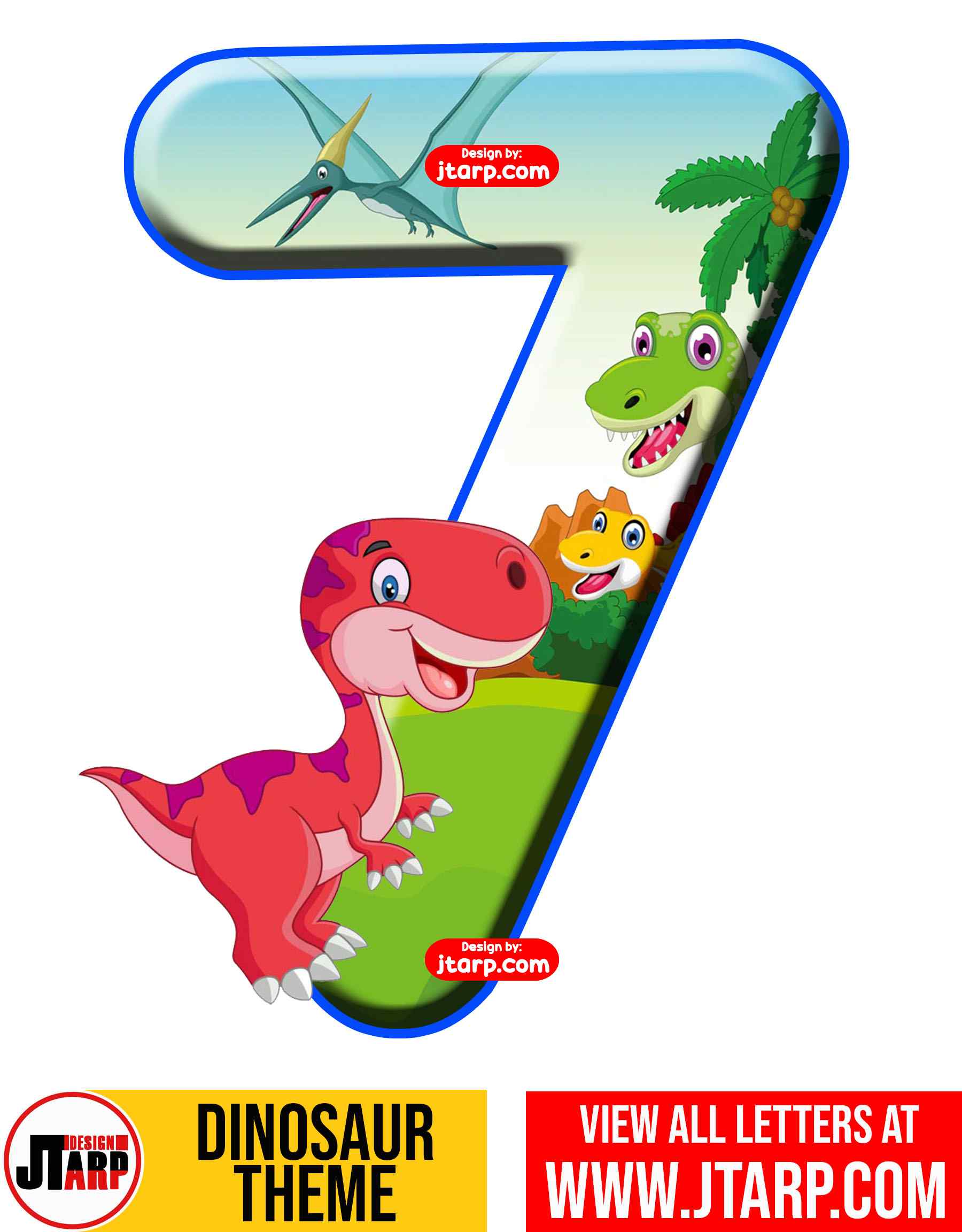 Number 7 Free Printable Dinosaur Number 0-9