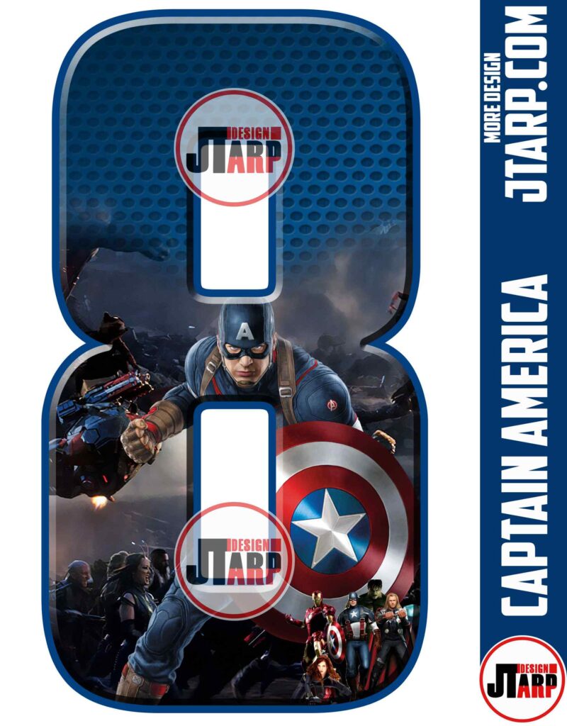 Number 8 Captain America Printable