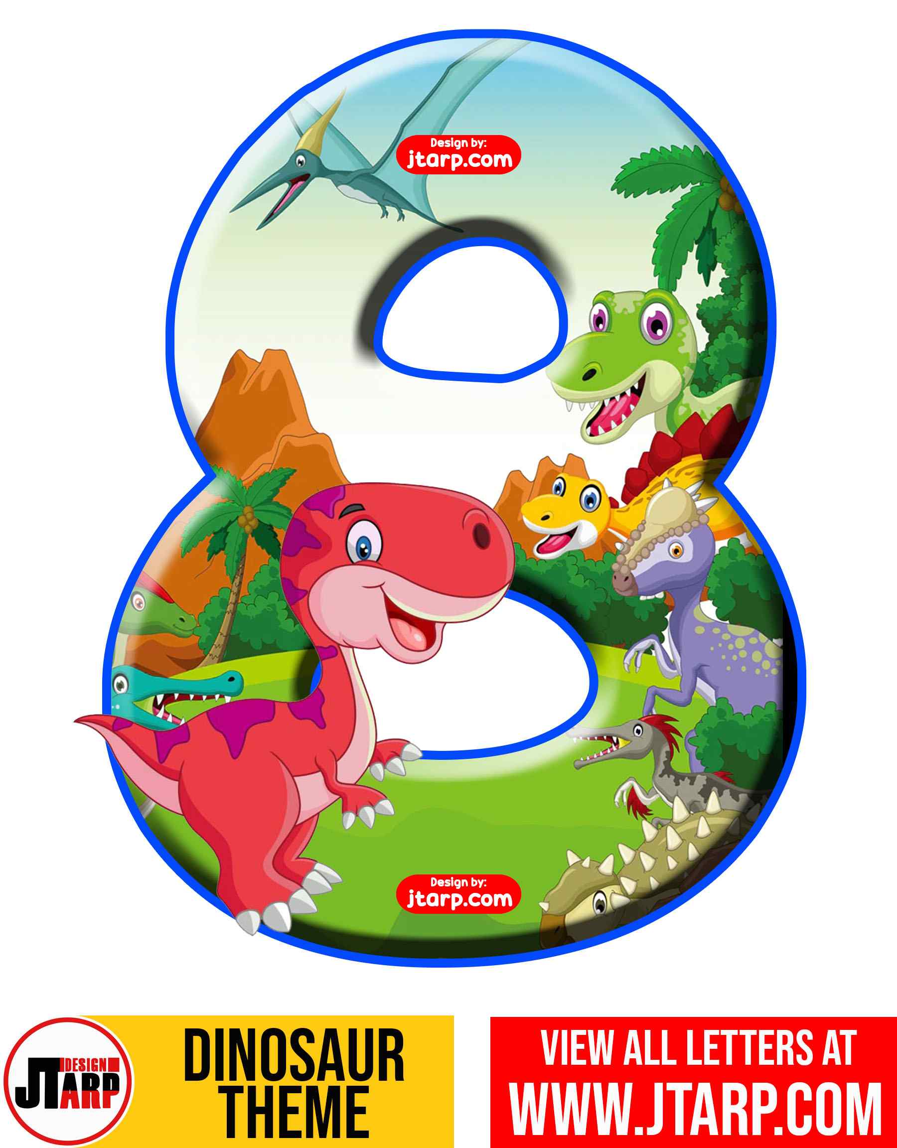 Number 8 Free Printable Dinosaur Number 0-9