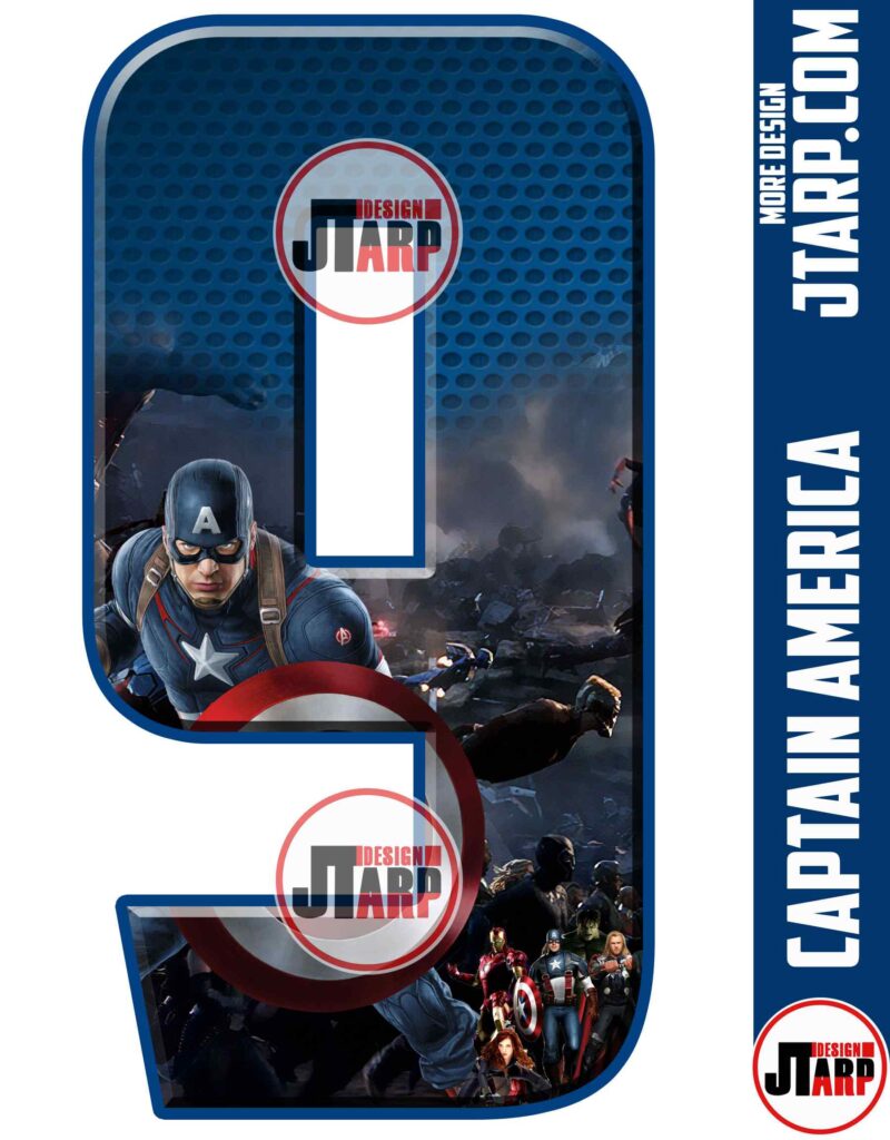 Number 9 Captain America Printable
