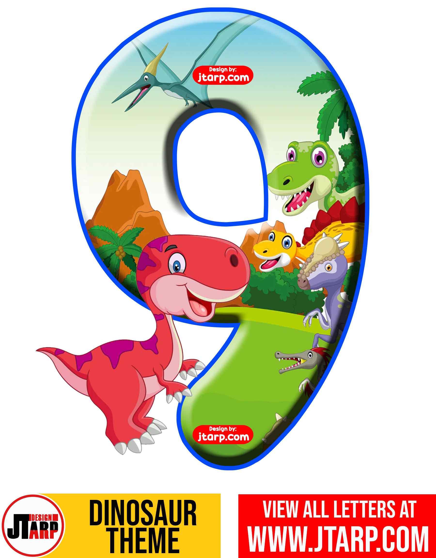 Number 9 Free Printable Dinosaur Number 0-9