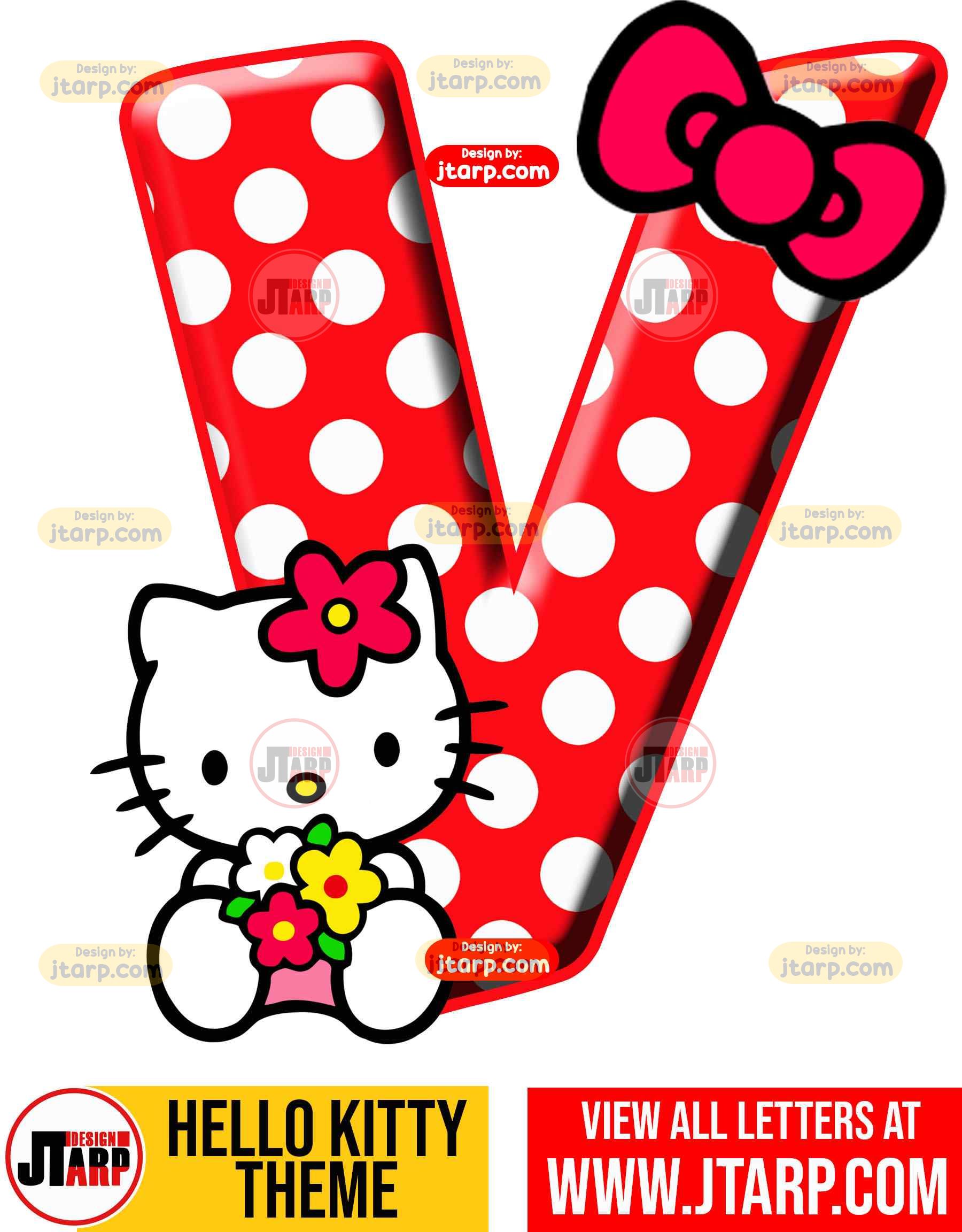 Letter V hello kitty printable letters design