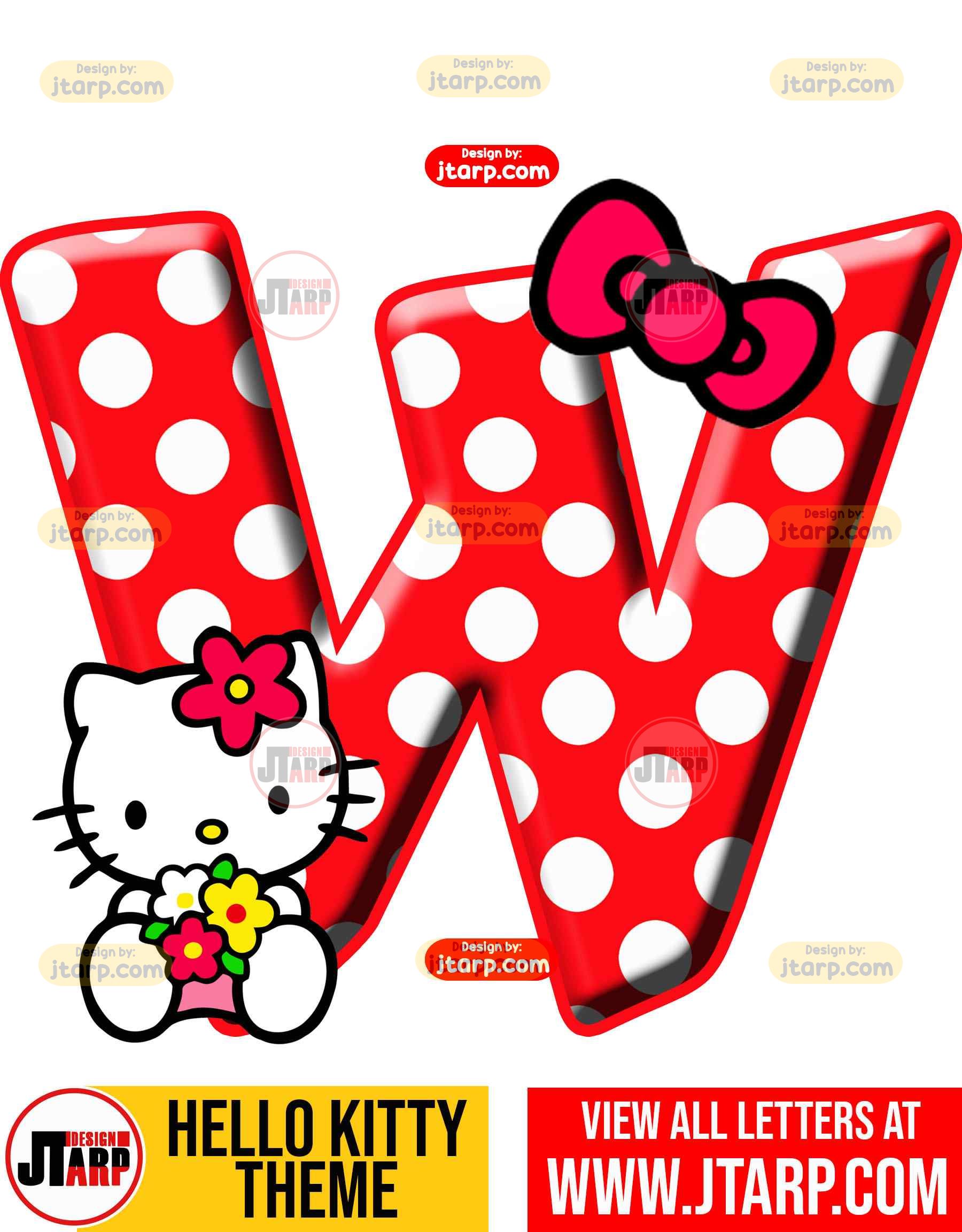 Letter W hello kitty printable letters design