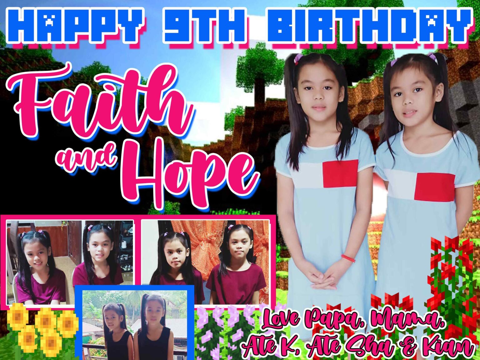 minecraft birthday tarpaulin layout for girls