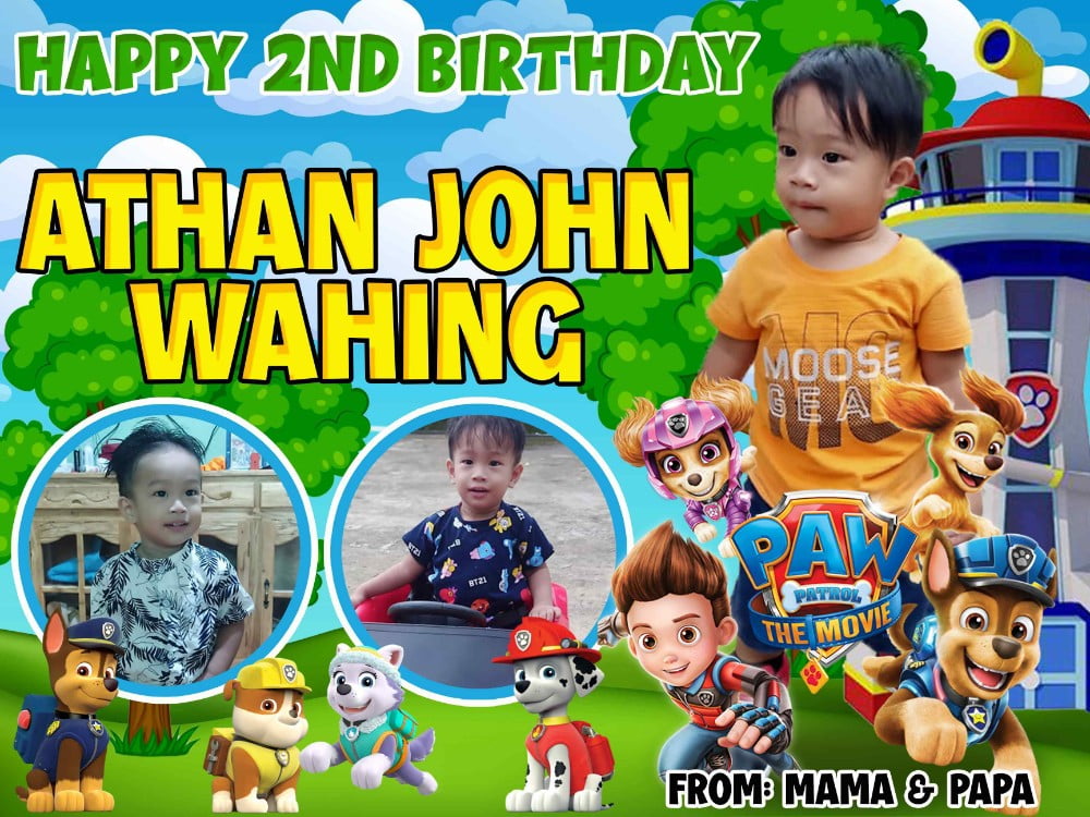 paw patrol birthday tarpaulin layout