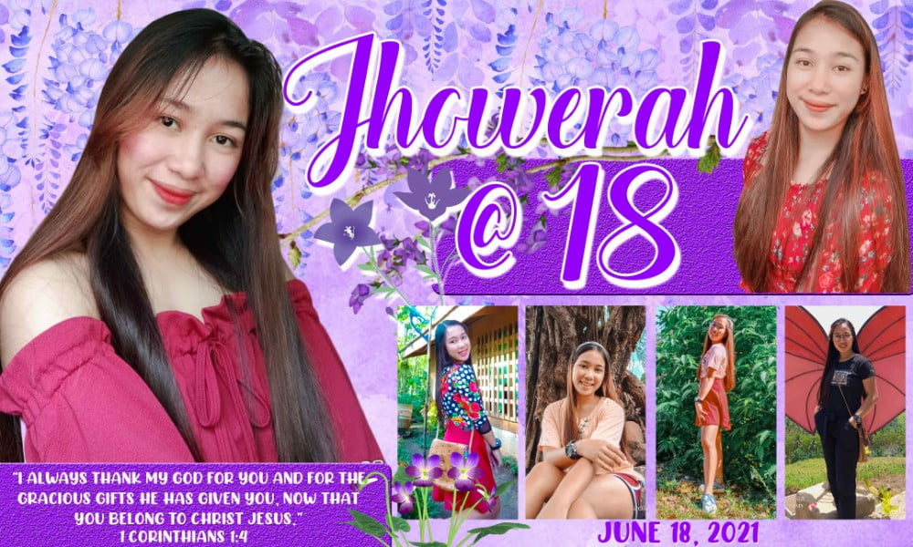 Flower Theme Tarpaulin Design for Debut - Purple Motif